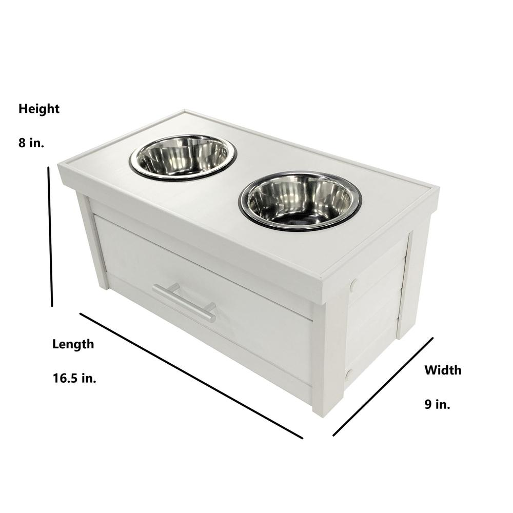 Double Bowl Dog Feeder with Storage Drawer