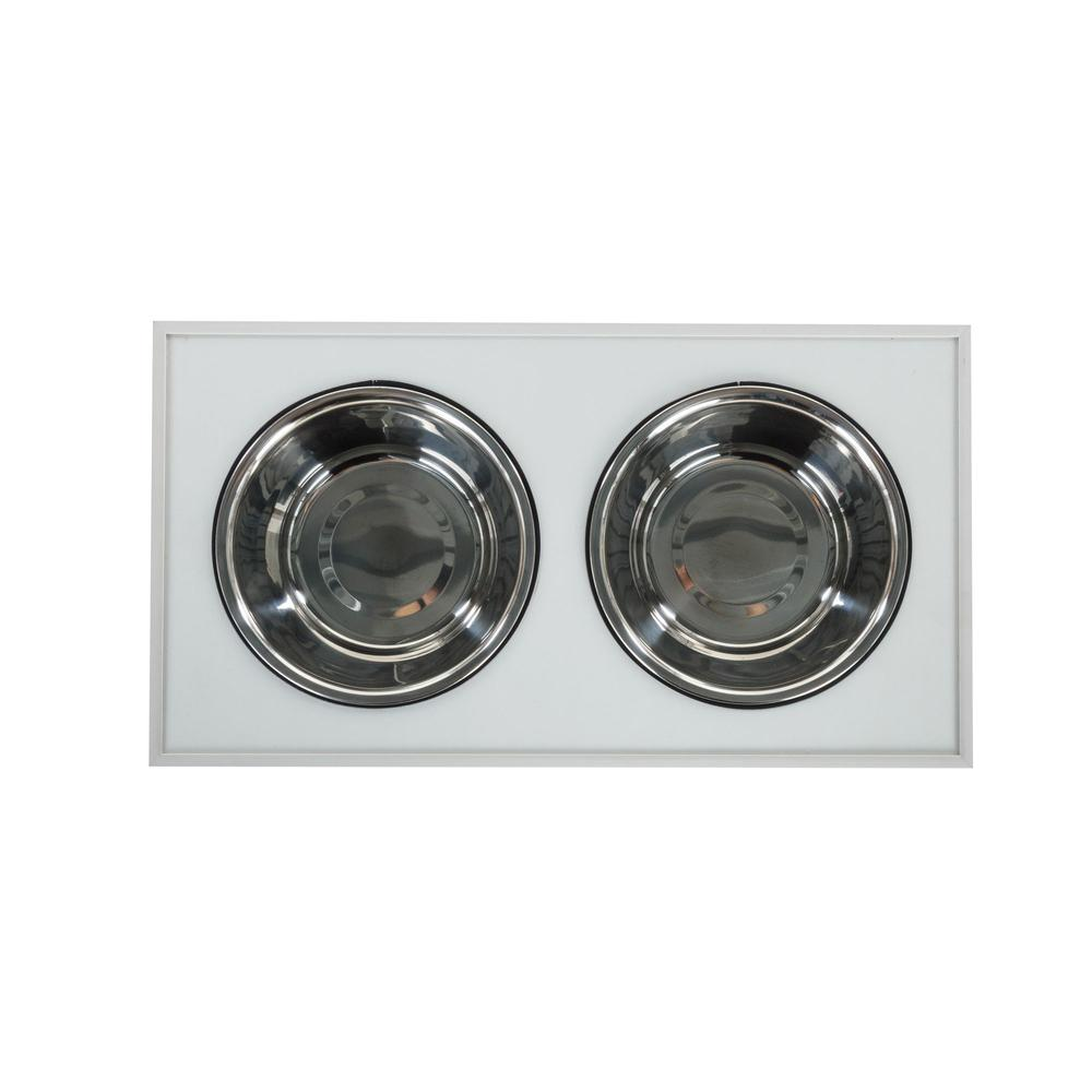 Double Bowl Dog Feeder with Storage Drawer