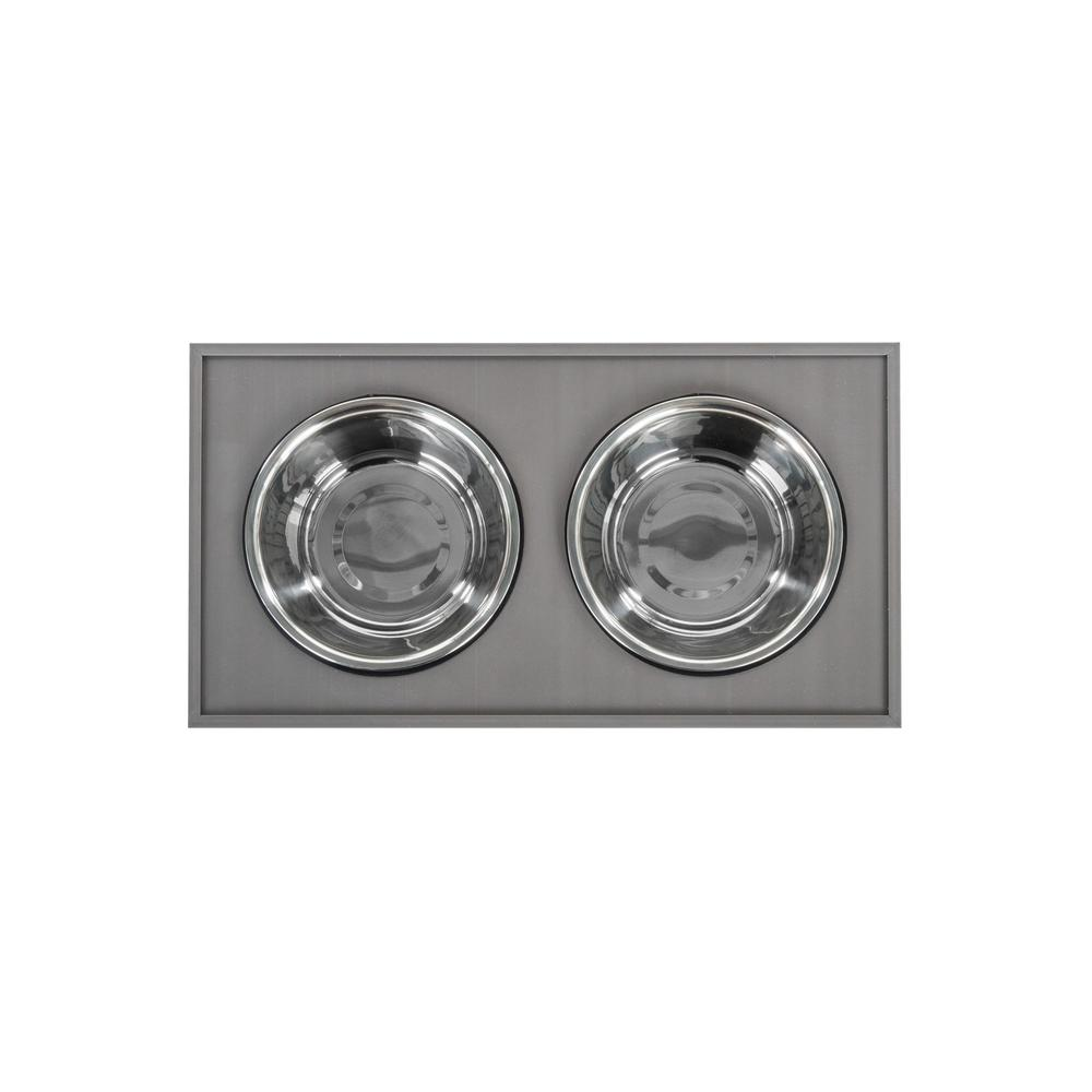 Double Bowl Dog Feeder with Storage Drawer