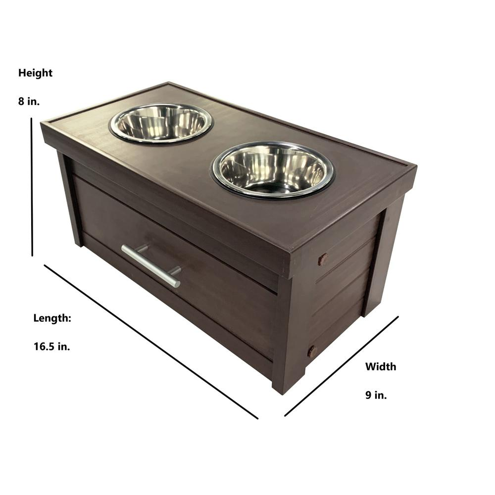 Double Bowl Dog Feeder with Storage Drawer