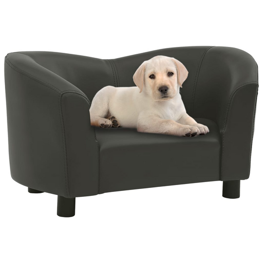vidaXL Dog Sofa Dark Gray 26.4"x16.1"x15.4" Faux Leather