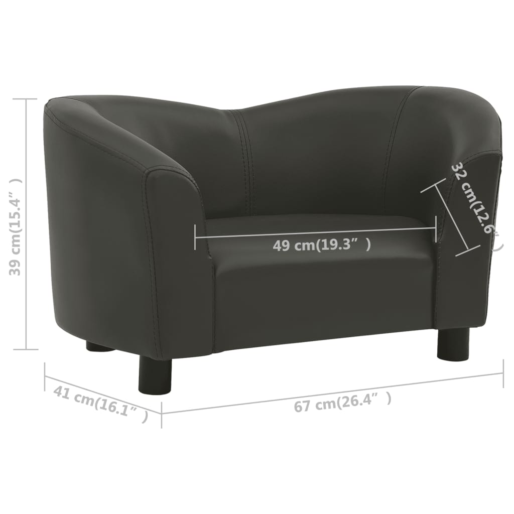 vidaXL Dog Sofa Dark Gray 26.4"x16.1"x15.4" Faux Leather