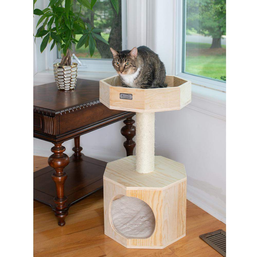 Real Wood Cat Tree with Perch and Condo