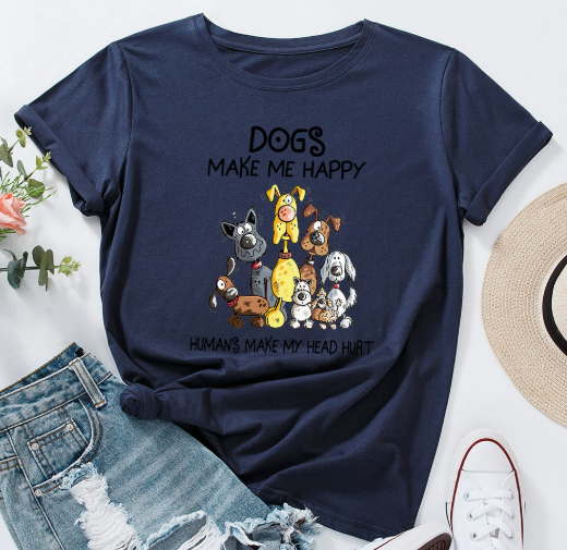 Short Sleeved T-shirt | Dogs Make Me Happy | Clothing