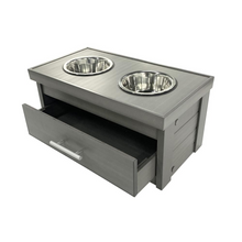 Load image into Gallery viewer, Double Bowl Dog Feeder with Storage Drawer
