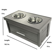 Load image into Gallery viewer, Double Bowl Dog Feeder with Storage Drawer
