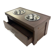 Load image into Gallery viewer, Double Bowl Dog Feeder with Storage Drawer
