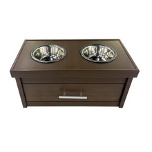 Load image into Gallery viewer, Double Bowl Dog Feeder with Storage Drawer

