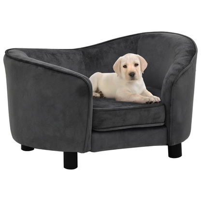 vidaXL Dog Sofa Dark Gray 27.2"x19.3"x15.7" Plush